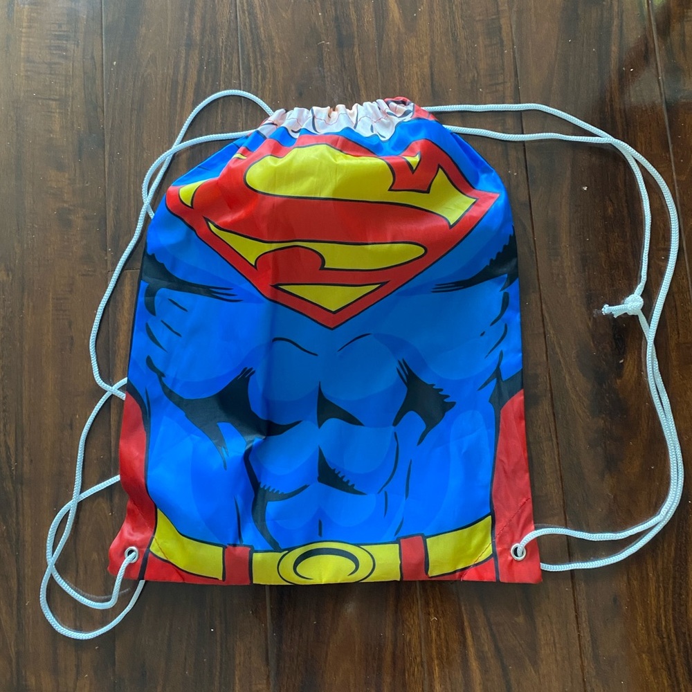 NWT DC Comics Superman 18" Drawstring Cinch Backpack Bag
